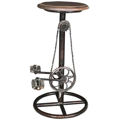 Wow Cycle Stool with Wooden Top - Mango Wood/Iron - L41 x W38 x H75 cm - Coffee Finish Wow Cycle Stool with Wooden Top - Mango Wood/Iron - L41 x W38 x H75 cm - Coffee Finish