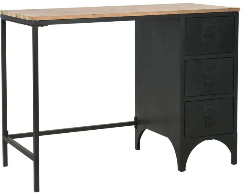 Vidaxl - Single Pedestal Desk Solid Firwood and Steel 100x50x76 cm