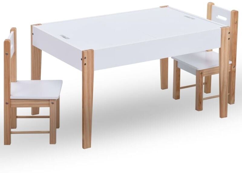 Vidaxl - 3 Piece Kids Storage Chalkboard Table Chair Set Black and White