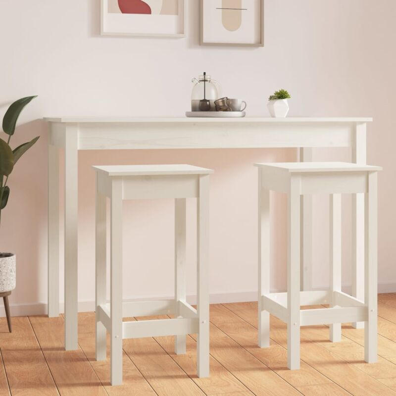 Bonnevie - Bar Chairs 2 pcs,Barstool,Counter chair White 40x40x78 cm Solid Wood Pine VSVS66941