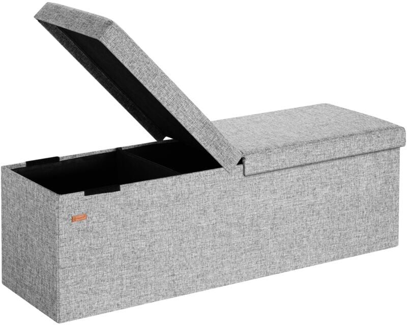 Deuba Casaria® Foldable Ottoman Chest Bench with Folding Padded Lid 100/131 Litres xl Light Grey
