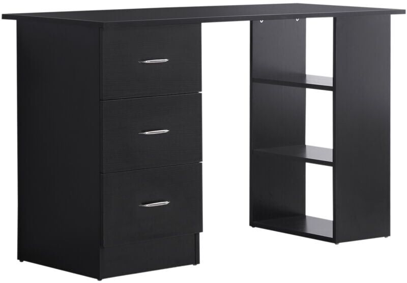 Homcom - 120cm Computer Desk pc Table Workstation w/ 3 Shelf & Drawers Black