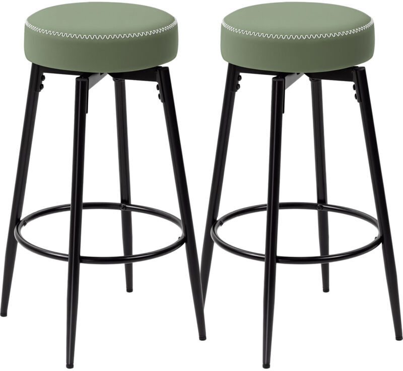 Homcom - Swivel Bar Stools Set of 2, pu Leather Barstools with Footrest