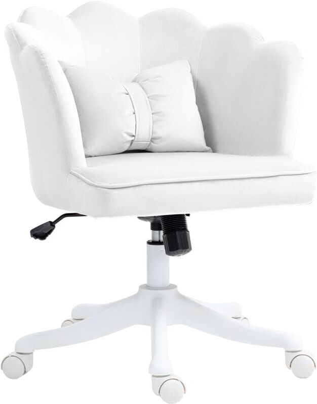 Homcom - Armless Desk Chair Home Office Chair w/ Wide Seat Tilt Function White