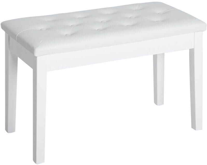 Homcom - Classic Piano Bench Padded Seat Makeup Stool Solid Wood Wooden White
