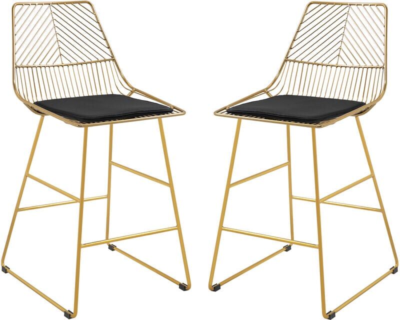 Modern Counter Height Bar Stools Set of 2 pcs Wire Metal Barstools - Homcom