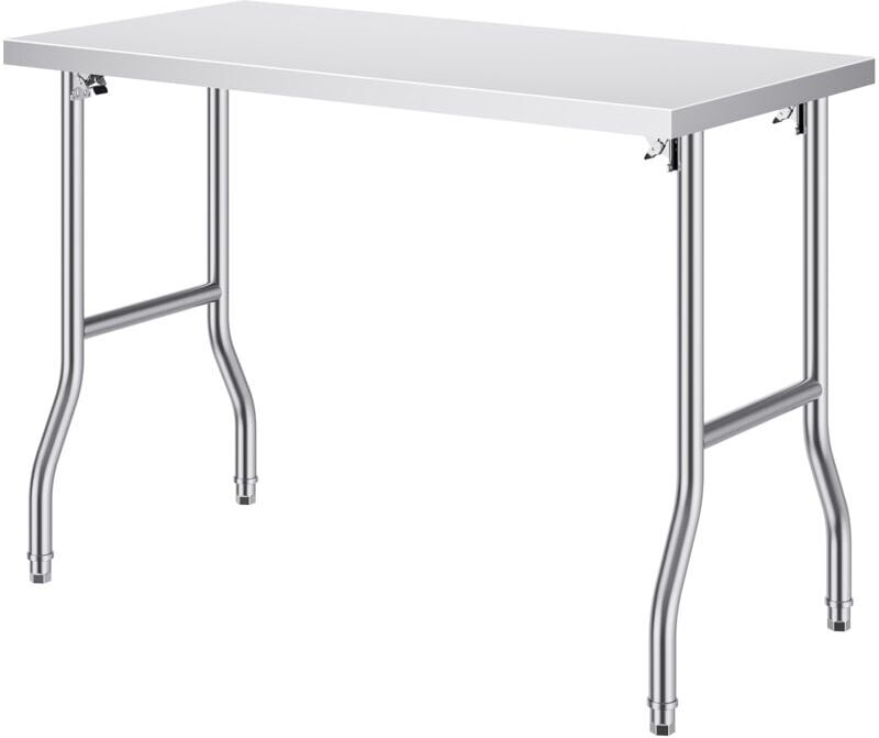 Mophorn 48 x 24 Inch Folding Prep Table, Stainless Steel Commercial Workstation, Heavy-Duty Kitchen Table for Home, Restaurant, Garage