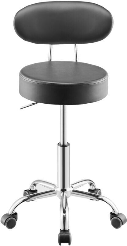 Mophorn Adjustable Workshop Stool with Backrest, Pneumatic Rolling Seat with Wheels, 300 lbs Capacity, 360Β° Swivel Padded Garage Chair for Auto