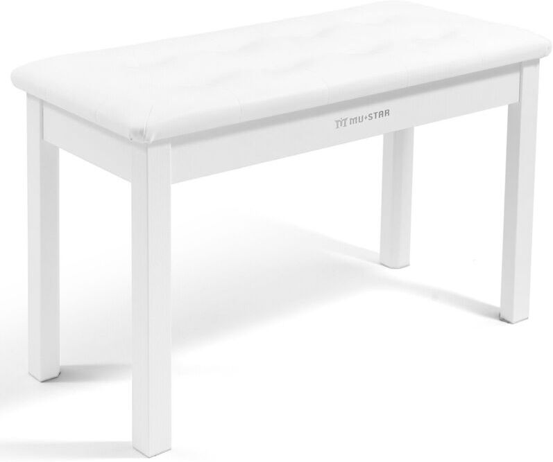 Cosvalve - mustar Piano Bench Keyboard Stool, Solid Hard pu Leather Wooden Digital Piano Stool with Large Storage (White)