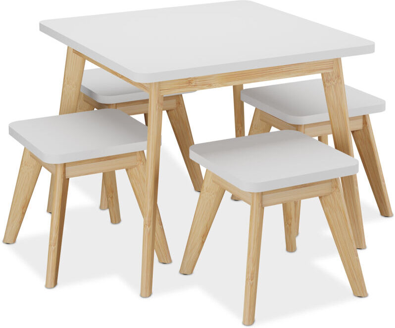 Relaxdays - Kids Table and 4 Chair Sets, Durable Children's Furniture, Learning & Play, Sturdy Desk for Playroom & Bedroom