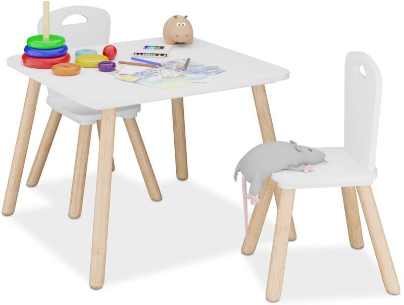 Relaxdays Kids Table and 2 Chair Sets, Durable Children's Furniture, Learning & Play, Sturdy Desk for Playroom & Bedroom