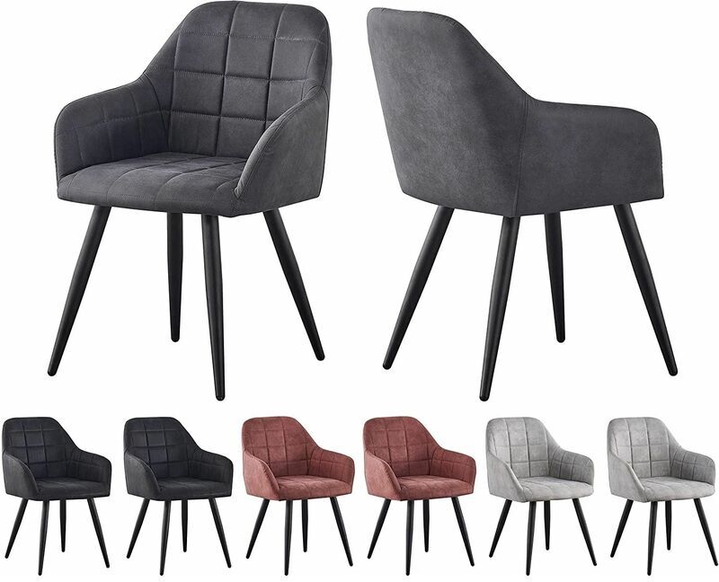 Mcc Direct - Set of 2 Faux Matte Suede Leather Dining Chairs Accent home & restaurants Adrian dark grey