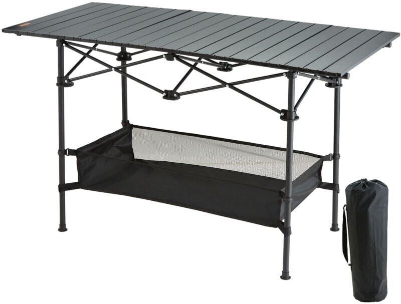 VEVOR Folding Camping Table, Outdoor Portable Side Tables, Lightweight Fold Up Table, Aluminum & Steel Ultra Compact Work Table with Large Storage and
