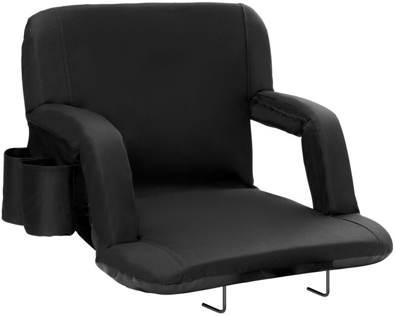 VEVOR Stadium Seat with Back Support, Wide Bleacher Seat Back, Folding Padded Cushion Stadium Chair, Portable Reclining Chair with Hook Pocket