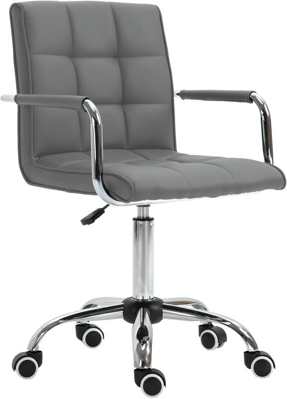 Vinsetto - Mid Back pu Leather Home Office Chair Swivel Desk Chair with Arm, Wheel Grey