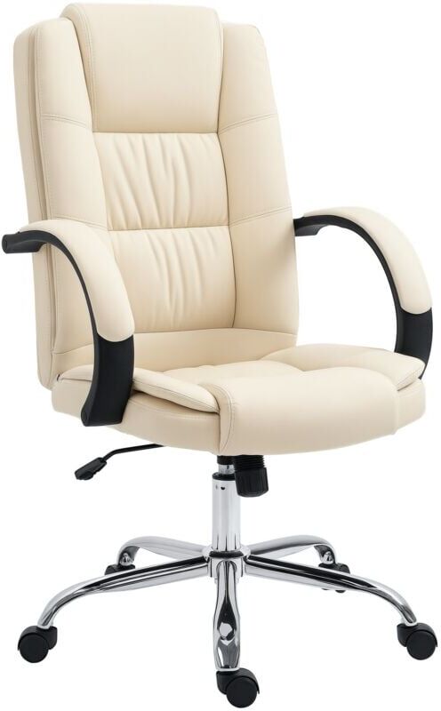 Vinsetto - pu Leather Executive Office Chair High Back Height Adjustable Desk Chair Beige