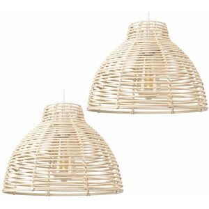 Valuelights - 2 x Cream Wicker Rattan Basket Ceiling Pendant Light Shades