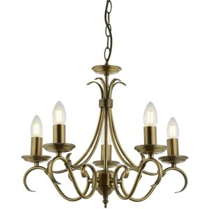 Bernice - 5 Light Multi Arm Ceiling Pendant Antique Brass, E14 - Endon