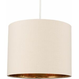 Valuelights - Ceiling Pendant Light Shade Reni Fabric Drum Lampshade - Beige & Gold - 25cm