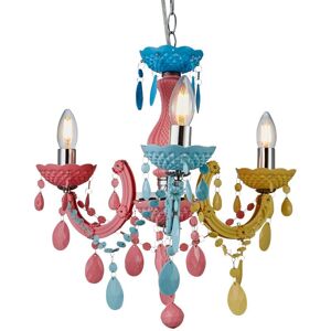 Litecraft - Glow Marie Chandelier Crystal Effect 3 Arm - Multi Coloured