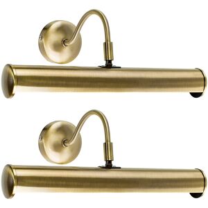 Minisun - 2 x Traditional Indoor Picture Wall Light Fittings - Antique Brass - No Bulb