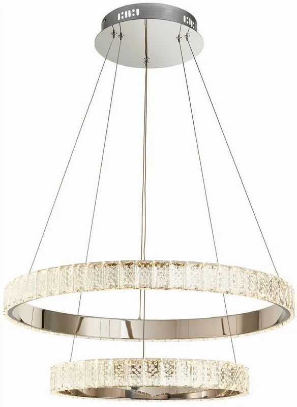 Lighting Celeste - Integrated led Pendant Clear Crystal (K5) Glass & Chrome Effect Plate 2 Light Dimmable IP20 - Endon