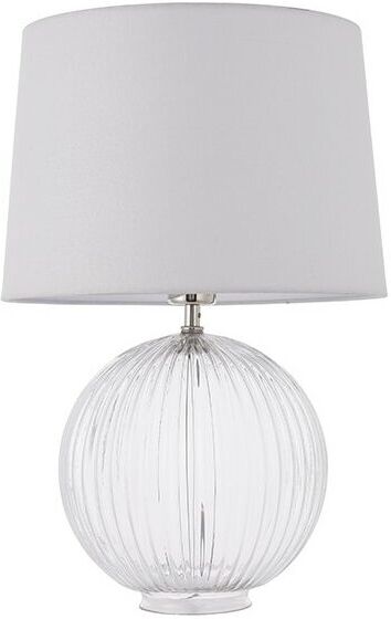 Lighting Jemma & Mia - Table Lamp Clear Ribbed Glass & Vintage White Linen 1 Light IP20 - E27 - Endon