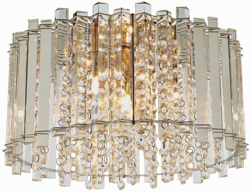 Lighting Hanna - Flush Clear Crystal (K5) Glass & Chrome Effect Plate 4 Light Dimmable IP20 - G9 - Endon