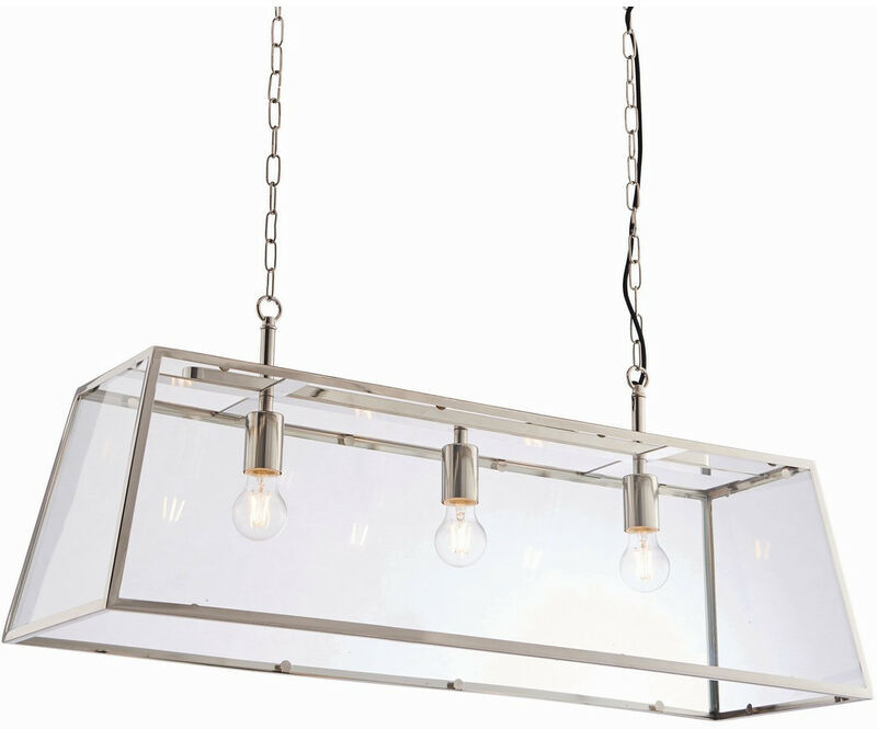 Lighting Hurst - Pendant Bright Nickel Plate & Clear Glass 3 Light Dimmable IP20 - E27 - Endon