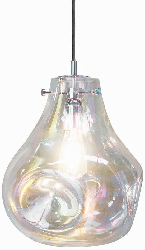 Lighting Lava - Pendant Petrol Tinted Glass & Chrome Effect Plate 1 Light Dimmable IP20 - E27 - Endon