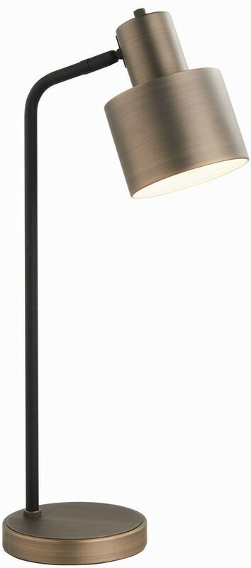 Lighting Mayfield - Table Lamp Dark Antique Bronze Effect Plate & Textured Matt Black Paint 1 Light IP20 - E27 - Endon