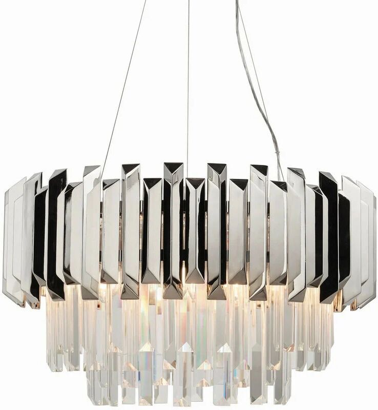 Lighting Valetta - Pendant Polished Stainless Steel & Crystal (K5) Glass 6 Light Dimmable IP20 - E14 - Endon