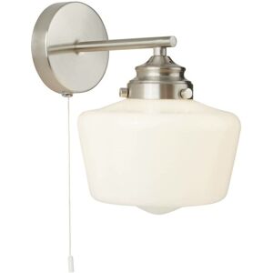 School House - 1 Light Wall Light Satin Silver, White IP44, E27 - Searchlight