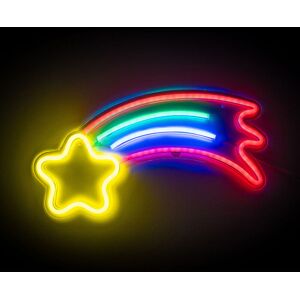 Minisun - Shooting Star Shaped Neon Wall Light led Sign Multi Coloured Bedroom Hanging Décor Party Decoration Lamp usb Powered & Plug In Lighting