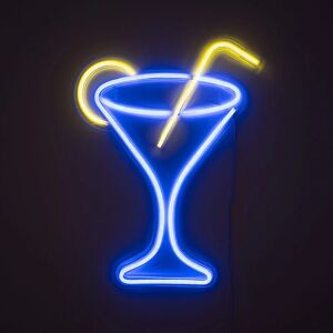 MINISUN Blue Cocktail Glass Shaped Neon Wall Light led Sign Bar Pub Party Decoration Décor Night Lamp Garden Shed Lighting