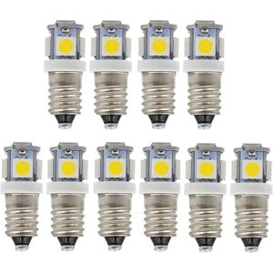 AOUGO 10pcs E10 12V Cool White led Bulbs 5SMD 0.5W 50LM Lamp(Cool White)