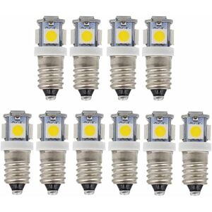 TINOR 10pcs E10 6V Cool White led Light Bulbs 5SMD 0.5W 50LM Les lamp(White cold)