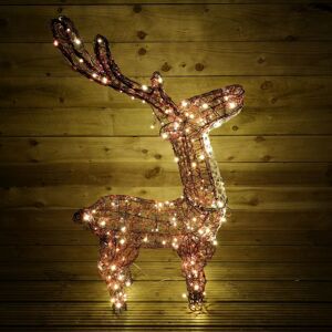 PREMIER DECORATIONS 1.2m Flashing Warm White 200 led Reindeer Outdoor Christmas Light Up Decorations