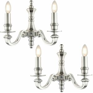 LOOPS 2 pack Dimmable Twin Wall Light Polished Aluminium Candelabra Style Modern Lamp