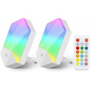 HOOPZI 2 Pack led Night Light Kids Plug-And-Play Baby Night Lamp with Remote Control 16 Adjustable Colors rgb Brightness Dimmable Night Light Socket for