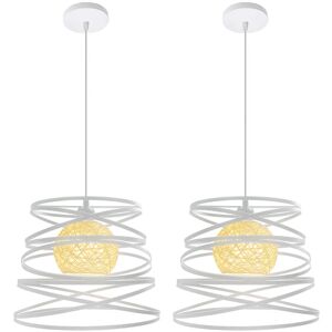 Wottes - 2 Pack Modern Pendant Lamp Iron Creative Chandelier for Kitchen Island Bar Cafe - White