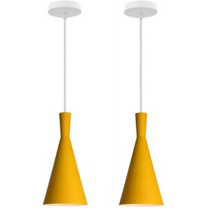 WOTTES E27 Ceiling Pendant Lamp Creative Metal Hanging Light Shade Adjustable Chardelier Yellow 2Pcs