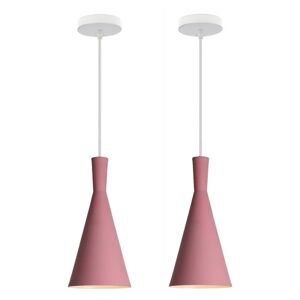 Wottes - E27 Ceiling Pendant Lamp Creative Metal Hanging Light Shade Adjustable Chardelier Pink 2Pcs