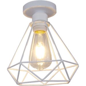 WOTTES Industrial Ceiling Light Fixture Flush Mount Pendant Lamp White Lampshade - 1 Pcs