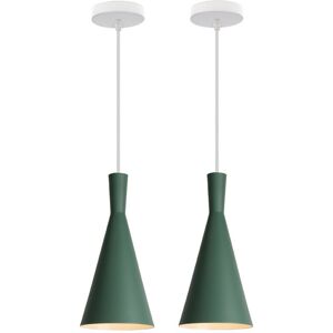 WOTTES E27 Ceiling Pendant Lamp Creative Metal Hanging Light Shade Adjustable Chardelier Green 2Pcs