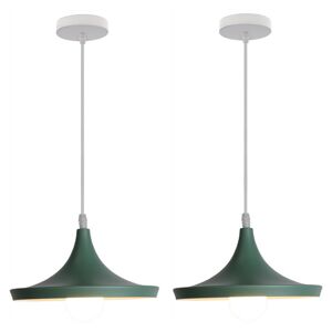 WOTTES Modern Ceiling Pendant Light Green Indoor Hanging Lamp Adjustable Chandelier 2Pcs