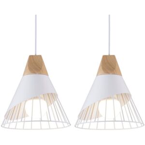 Wottes - Modern Simple Ceiling Pendant Light Adjustable Chandelier White Hanging Lamp Shade 2Pcs