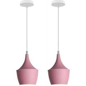 WOTTES Modern Pendant Light Indoor Hanging Ceiling Lamp Simple Nordic Chandelier Pink 2Pcs