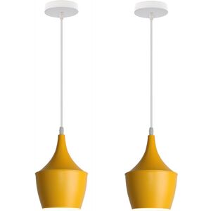 Wottes - Modern Pendant Light Indoor Hanging Ceiling Lamp Simple Nordic Chandelier Yellow 2Pcs