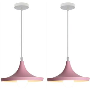 WOTTES Modern Ceiling Pendant Light Pink Indoor Hanging Lamp Adjustable Chandelier 2Pcs